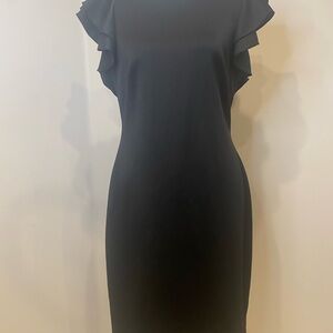 Tommy Hilfiger Black Midi Dress with Ruffle Sleeves
